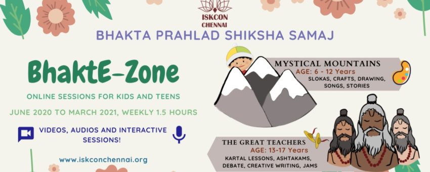 Bhakte-Zone, Online Sessions for Kids and Teens – June 2020 to March 2021