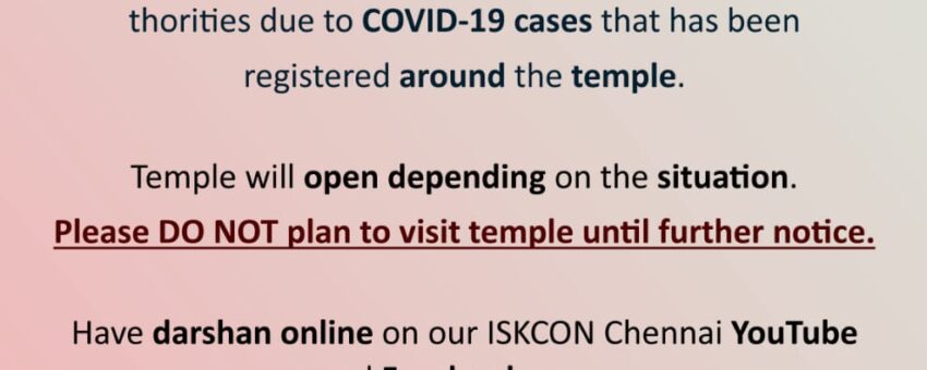 ISKCON CHENNAI TEMPLE OPENING DELAYED ! Due to Covid Positive Cases Around Temple