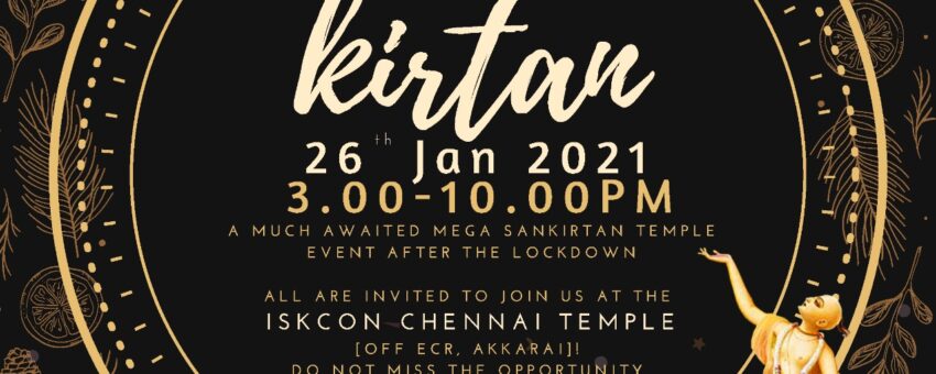 Special kirtan Jan 26 – Now live kirtan and darshan at iskcon chennai you tube channel